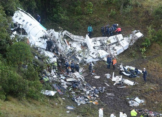 Estado em que ficou o avvião que levava delegação da Chapecoense