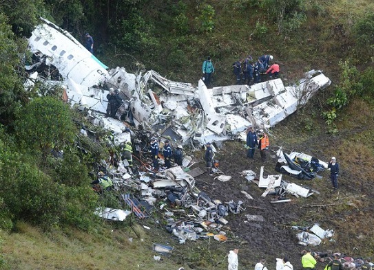 Estado em que ficou o avvião que levava delegação da Chapecoense 