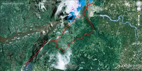  105  milhas náuticas, na ida, via Barcarena e Abaetetuba. 220 milhas náuticas, voltando, via Igarapé Miri, Furo dos Escravos, Rio Moju. Medições náuticas do craque Aloísio Meira. 