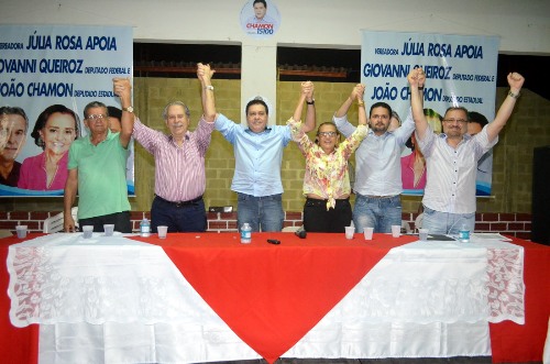 Bosco Jadão, deputado Giovanni Queiroz, João Chamon, Júlia Rosa, Wenderson Chamon e João Salame, prefeitos de Curionópolis e Marabá.