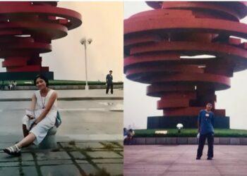 Ele apareceu em foto da esposa 11 anos antes de se conhecerem